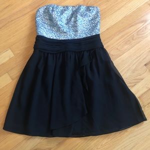 Express Strapless black/silver sequined dress